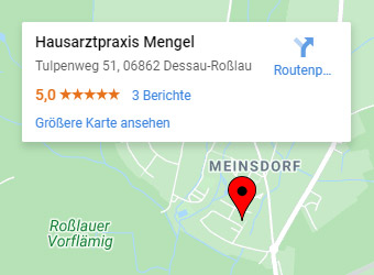 Standort der Hausarztpraxis Mengel & Roggan auf Google Maps